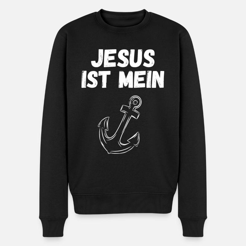 Jesus ist mein Anker Christlich Geschenk - Männer Premium Bio Pullover - Schwarz