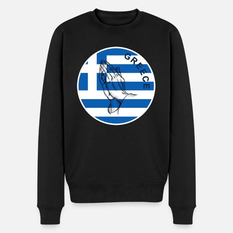 Griechenland Flagge - Männer Premium Bio Pullover - Schwarz