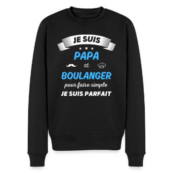 Je suis papa et boulanger je suis parfait - Pull Premium bio Homme - noir - Devant - Nico (187cm)