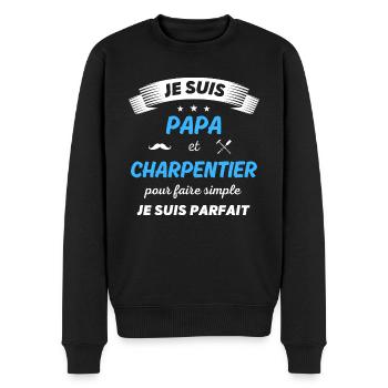 Je suis papa et charpentier je suis parfait - Pull Premium bio Homme - noir - Devant - Nico (187cm)
