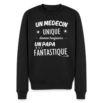 Un medecin unique donne un papa fanstastique - Pull Premium bio Homme - noir - Devant - Nico (187cm)