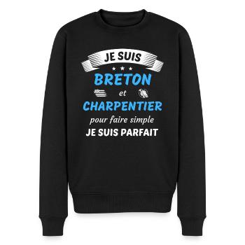 Je suis breton et charpentier je suis parfait - Pull Premium bio Homme - noir - Devant - Nico (187cm)