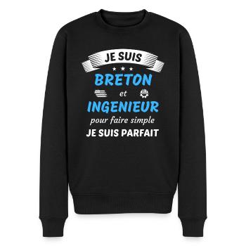 Je suis breton et ingenieur je suis parfait - Pull Premium bio Homme - noir - Devant - Nico (187cm)