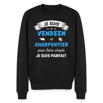 Je suis vendéen et charpentier je suis parfait - Pull Premium bio Homme - noir - Devant - Nico (187cm)