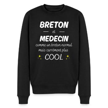 breton et medecin breton plus cool - Pull Premium bio Homme - noir - Devant - Nico (187cm)