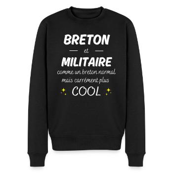 breton et militaire breton plus cool - Pull Premium bio Homme - noir - Devant - Nico (187cm)