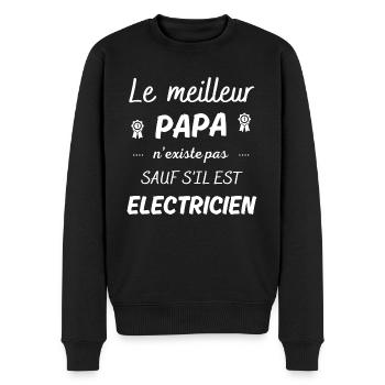 le meilleur papa n'existe pas sauf si electricien - Pull Premium bio Homme - noir - Devant - Nico (187cm)