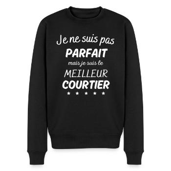 Je suis pas parfait le meilleur courtier - Pull Premium bio Homme - noir - Devant - Nico (187cm)