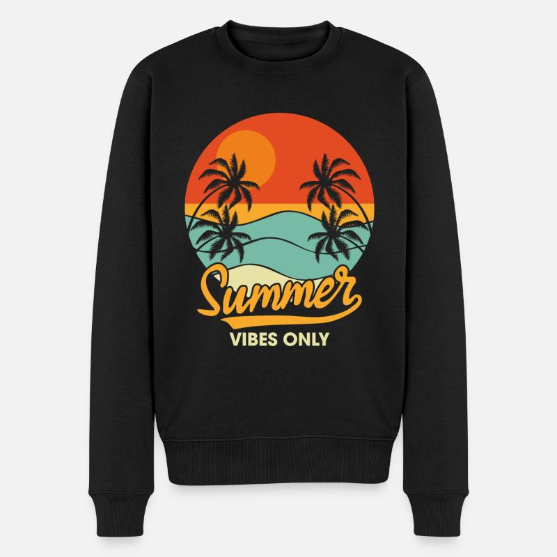 Nur Sommerklima Sommerpalmen - Männer Premium Bio Pullover - Schwarz