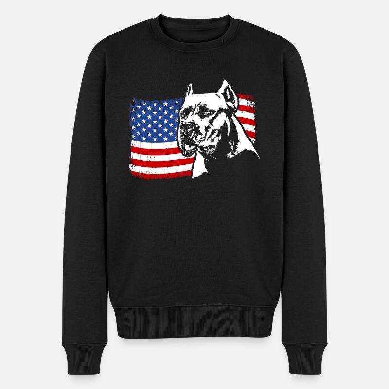 Dogo Argentino Amerika Fahne Hunde Hund Wilsigns - Männer Premium Bio Pullover - Schwarz