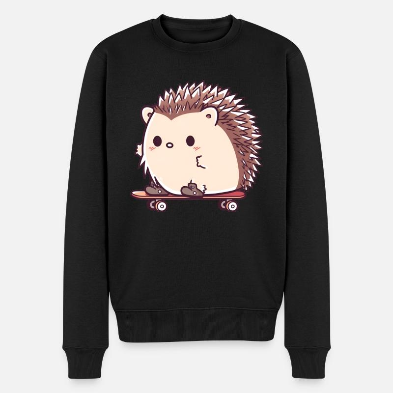 Süßer Igel skatet - Männer Premium Bio Pullover - Schwarz