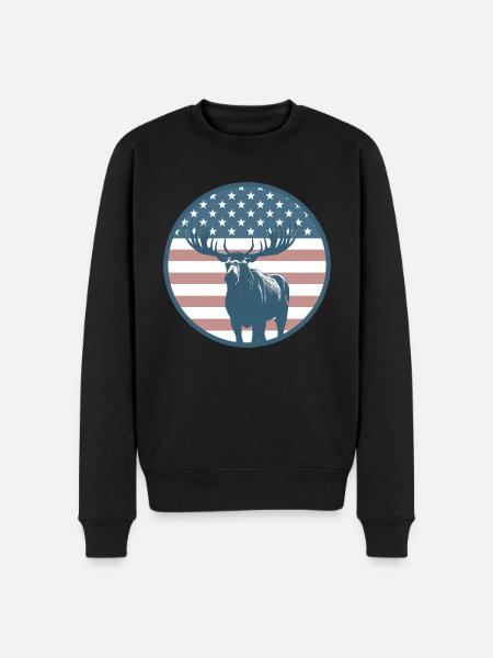 American Flag Moose - Men's Premium Organic Jumper - black