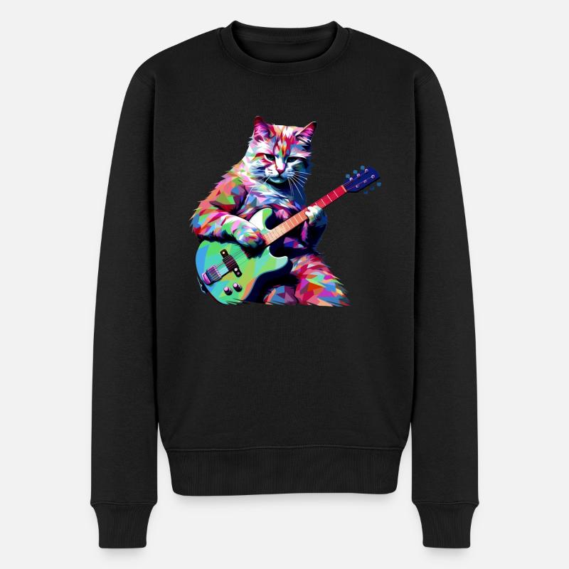Cat joue de la guitare - Pull Premium bio Homme - noir