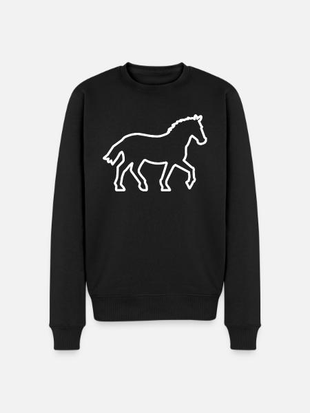 Pferd / Hest - Kontur hvid - Økologisk premium-sweatshirt til mænd - sort