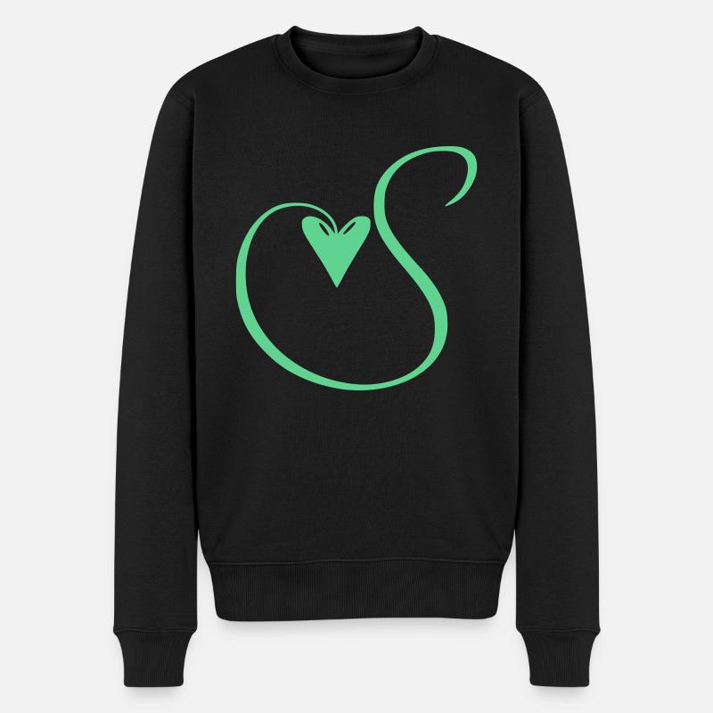 Monogramm S Herz Ranke - Männer Premium Bio Pullover - Schwarz
