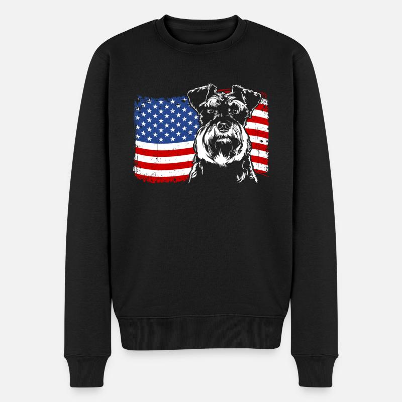 Zwergschnauzer Amerika Fahne Hunde Wilsigns - Männer Premium Bio Pullover - Schwarz