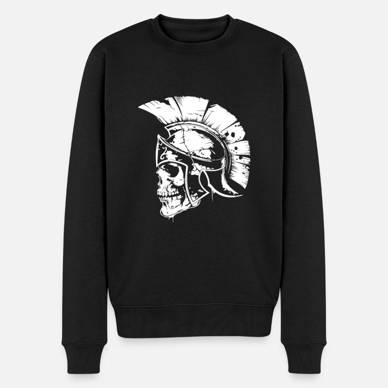 Spartaner Skull Gladiator - Männer Premium Bio Pullover - Schwarz