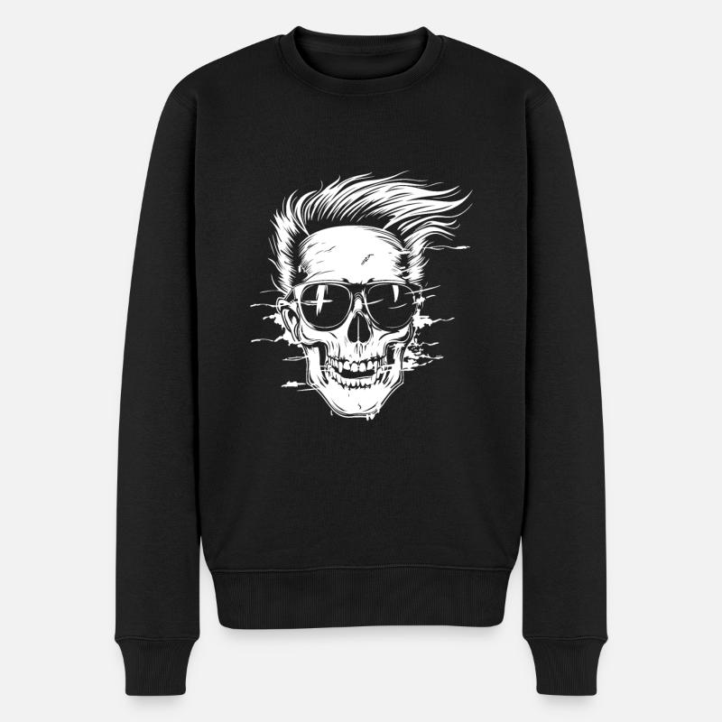 Punker Skull Party - Männer Premium Bio Pullover - Schwarz