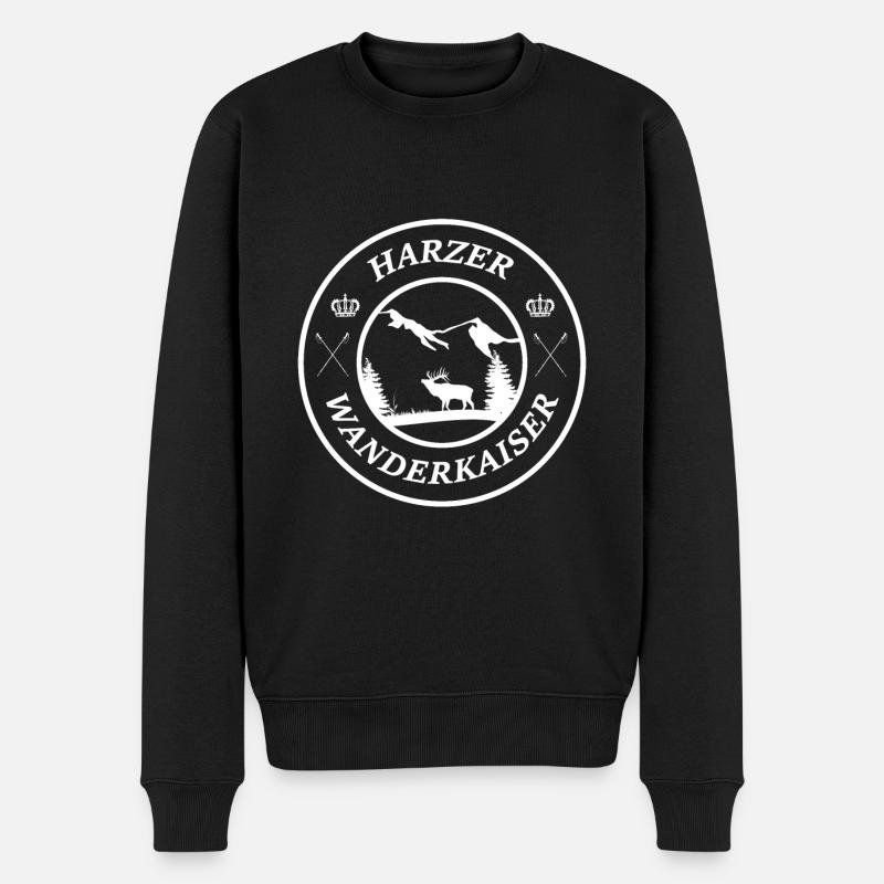 Wanderkaiser Harz Siegel Krone Geschenk Jagen Tour - Männer Premium Bio Pullover - Schwarz