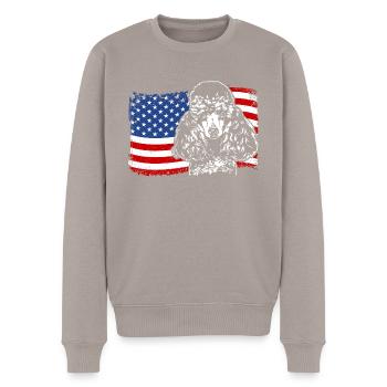 Zwergpudel Amerika Fahne Hunde Wilsigns - Männer Premium Bio Pullover - Taupe - Vorne - Nico (187cm)