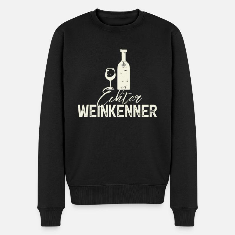 Echter Weinkenner, Weisswein Wein - Männer Premium Bio Pullover - Schwarz