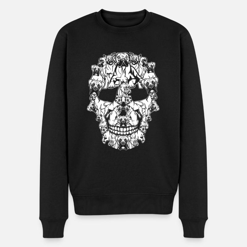 Crâne de chien boxerHalloween - Pull Premium bio Homme - noir