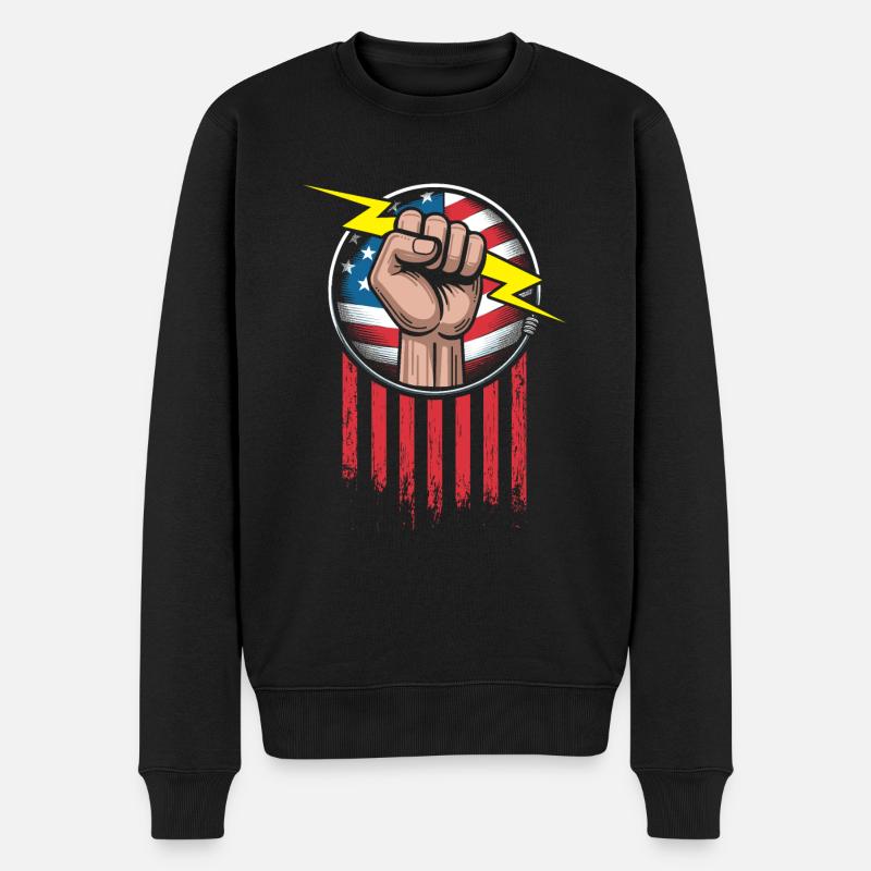 Électricien drapeau américain patriotique - Pull Premium bio Homme - noir