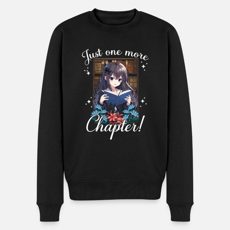 Nur noch ein Kapitel Anime-Mädchen-Lesebuch - Männer Premium Bio Pullover - Schwarz