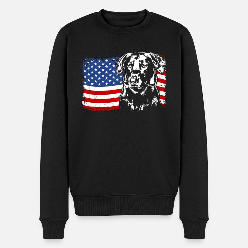 BEAUCERON Amérique Flag Dogs Wilsigns - Pull Premium bio Homme - noir