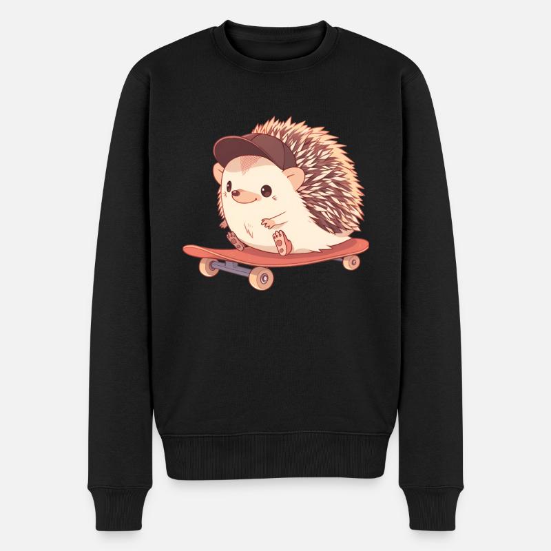 Süßer Igel skatet - Männer Premium Bio Pullover - Schwarz