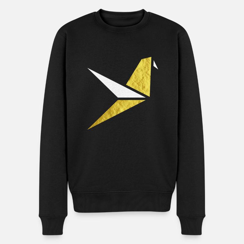Vogel Origami - Männer Premium Bio Pullover - Schwarz