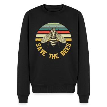 Rettet die Bienen Retro Sunset-Schriftarten - Männer Premium Bio Pullover - Schwarz - Vorne - Nico (187cm)