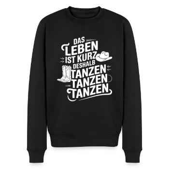 Das Leben ist kurz - nutze es zum Tanzen - Männer Premium Bio Pullover - Schwarz - Vorne - Nico (187cm)