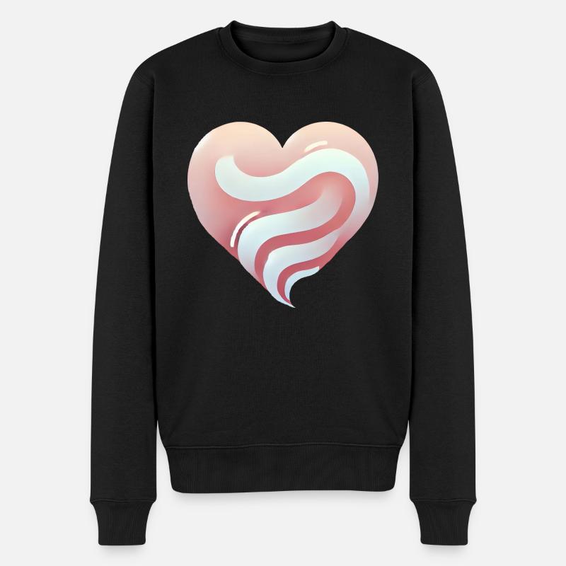 Herzverlauf - Männer Premium Bio Pullover - Schwarz