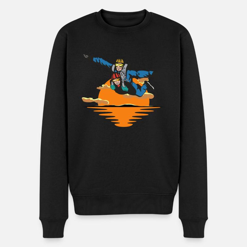 Tandemsprung Fallschirmspringen Fallschirmspringer - Männer Premium Bio Pullover - Schwarz