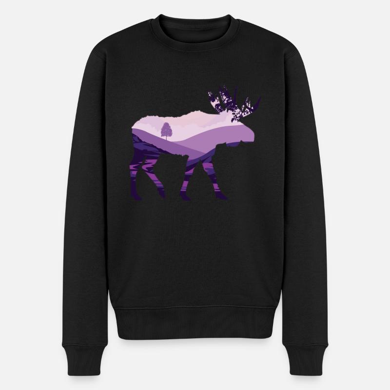 Elch - Männer Premium Bio Pullover - Schwarz