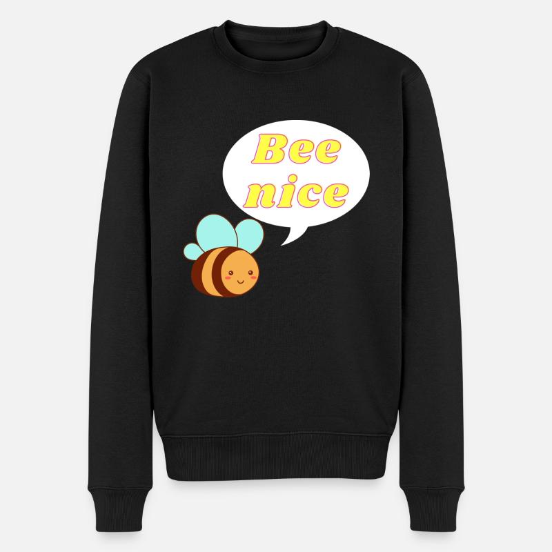Bee nice süße Bienen Biene mit Spruch Geschenk - Männer Premium Bio Pullover - Schwarz