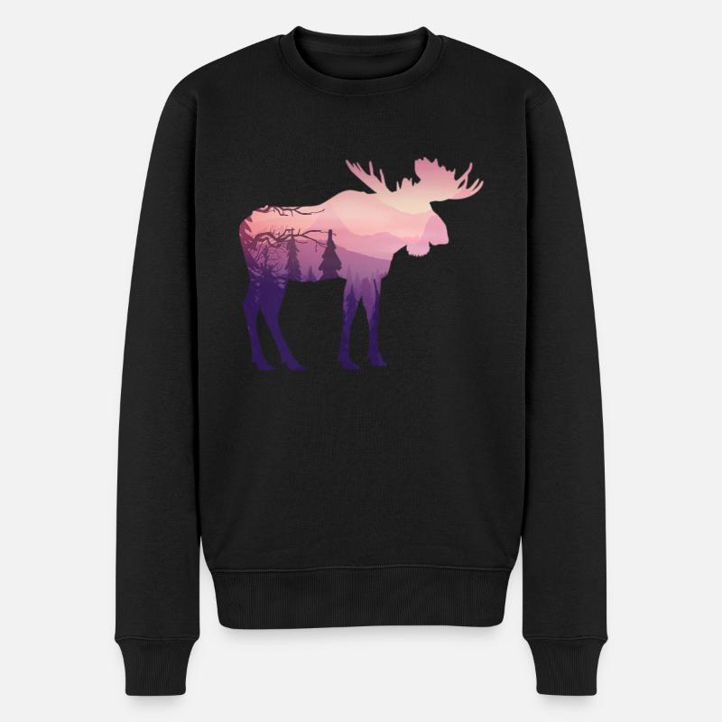 Elch - Männer Premium Bio Pullover - Schwarz