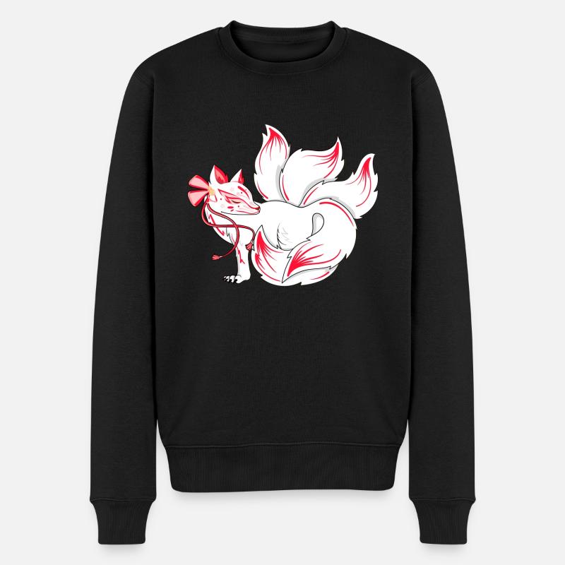 Kitsune - Männer Premium Bio Pullover - Schwarz