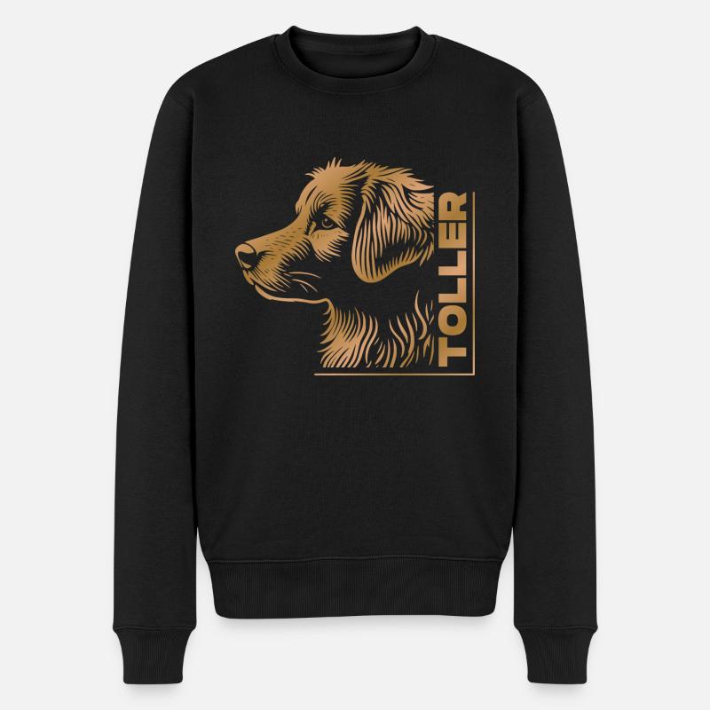 TOLLER Zeichnung Kopf GOLD - Männer Premium Bio Pullover - Schwarz