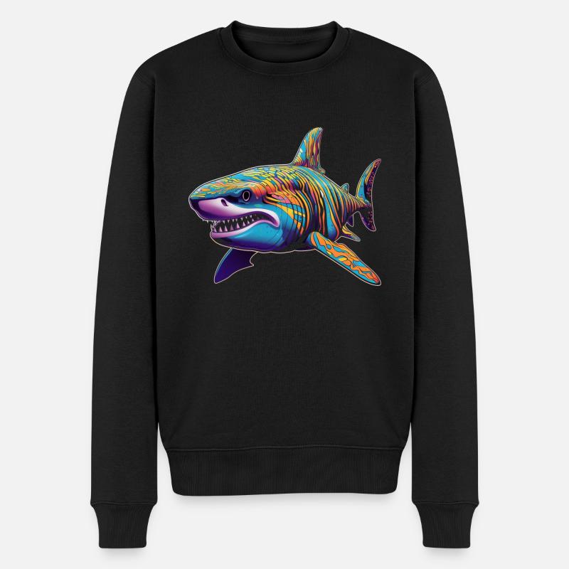 Hai - Männer Premium Bio Pullover - Schwarz