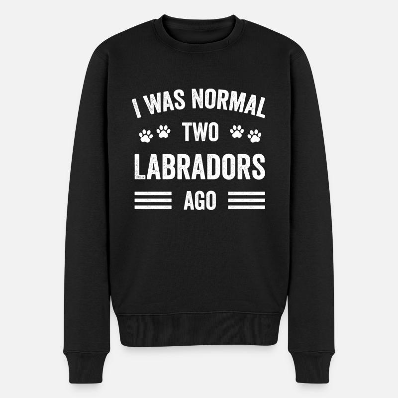 J’étais normal il y a deux labradors typographie labrador - Pull Premium bio Homme - noir