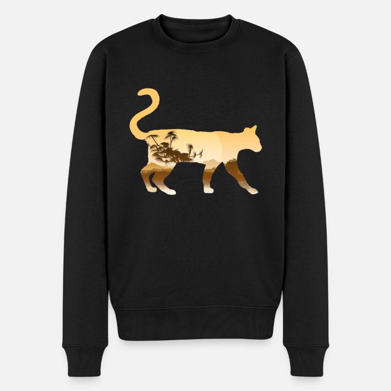 Serval Katze - Männer Premium Bio Pullover - Schwarz