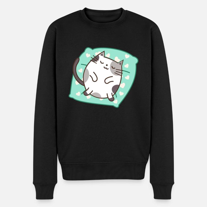 schlafende Katze - Männer Premium Bio Pullover - Schwarz