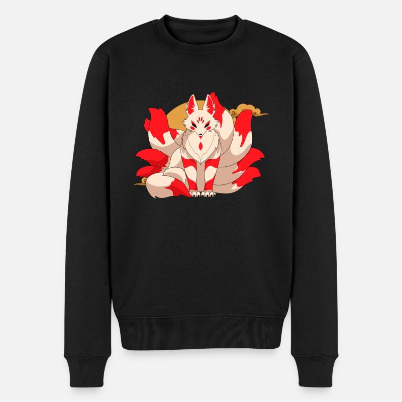 Kitsune - Männer Premium Bio Pullover - Schwarz