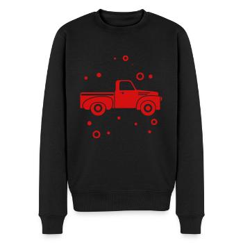 Auto - Pick Up - Oldtimer - Nostalgisch - Männer Premium Bio Pullover - Schwarz - Vorne - Nico (187cm)