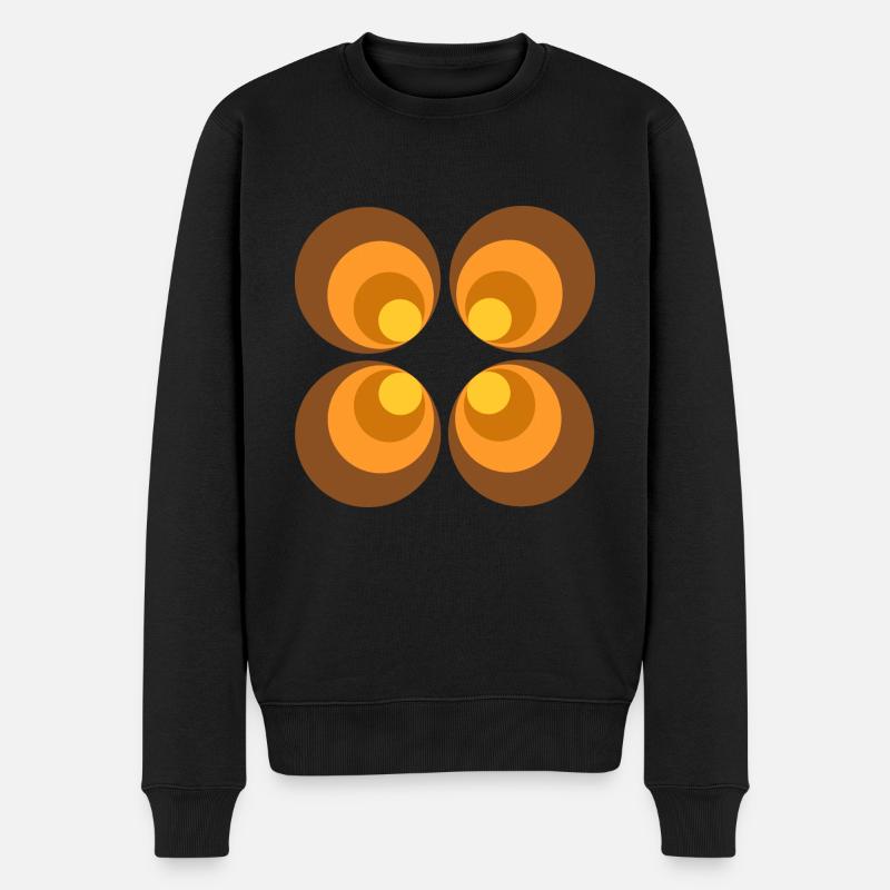 70er Jahre Blume Muster - Männer Premium Bio Pullover - Schwarz