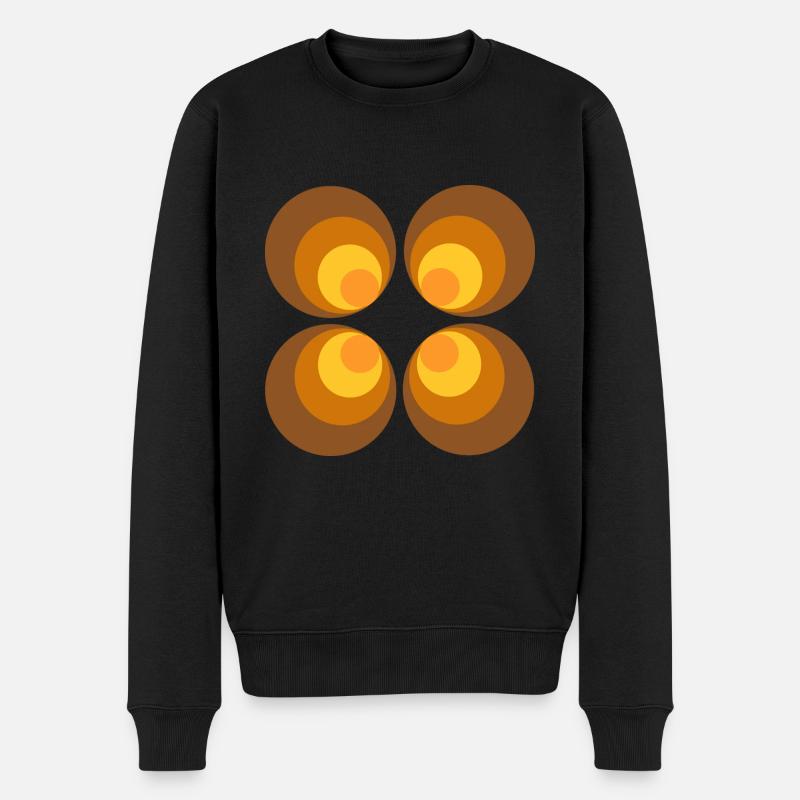 70er Jahre Blume Muster Retro - Männer Premium Bio Pullover - Schwarz