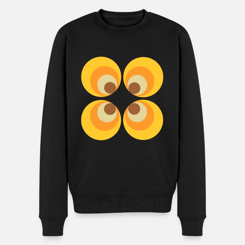 70er Jahre Blume Muster Retro Hippie Flowers Power - Männer Premium Bio Pullover - Schwarz