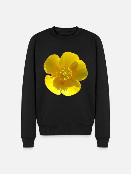 Fleur, Jaune, Fleur Jaune - Pull Premium bio Homme - noir